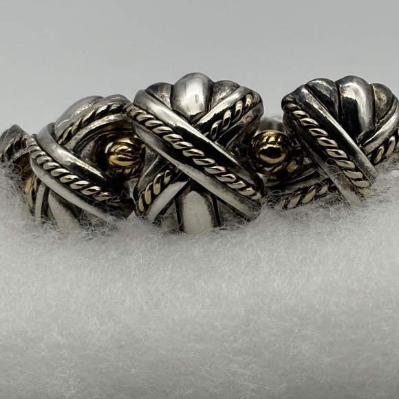 Vintage Premier Designs Silver Plated Gold Plated Chunky X Links Bracelet Marked - Picture 8 of 16